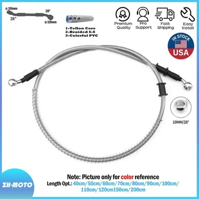 M10 Universal Motorcycle Braided Steel Hydraulic Brake Clutch Oil Hose Line Pipe - Image 1 of 4
