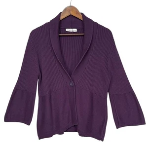 Cato Purple Knit Cardigan Sweater Shawl Collar 3/4 Bell Sleeves Womens Size M - Picture 1 of 8