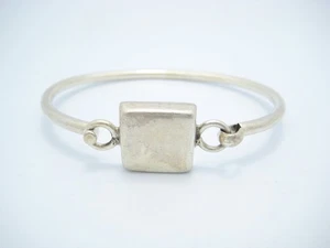 Sterling Silver 15mm Square ID Cuff Bangle Bracelet - Picture 1 of 6