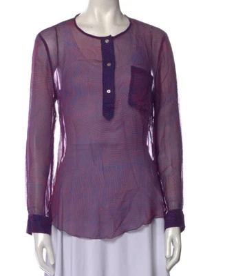 Isabel Marant Etoile red and blue geometric print silk blouse Size M - Image 1 of 4
