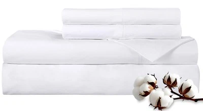 Juego de sábanas de algodón peinado 100 % grapa larga de 300 hilos - 4 piezas cama queen... Foto 1 de 4