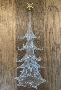 Soffieria Parise Vetro Italy Hand Blown Art Glass Christmas Tree Clear/Gold Star - Picture 1 of 6