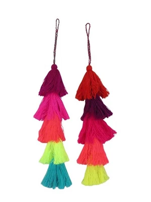 Handmade Multicolor Tassel Set – 2 Pack Decorative String Tassels for Bags, Home - Image 1 of 4