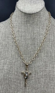Barse Hammered Bronze Cross Necklace- Abalone- NWT - Picture 1 of 5