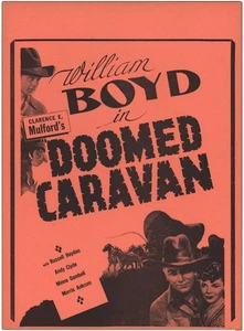 Antik 1941 "Doomed Caravan" Film Breitseite Plakat Schild Hopalong Cassidy Boyd - Bild 1 von 1