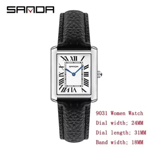 Sanda Watch Tank Style Men’s Quartz Stainless Steel Deployant Clasp NEW - Picture 1 of 15