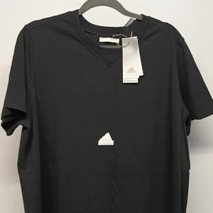 Adidas schwarzes kurzärmliges T-Shirt 100 % Baumwolle V-Ausschnitt Shirt Herren/Damen Übergröße 1X - Bild 1 von 9