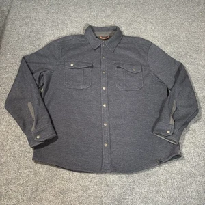 LL Bean Shirt Jacket Mens Large Fleece Lined Waffle Knit Snap Shacket - Picture 1 of 12