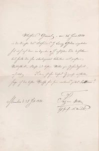 Fritz von Miller - Bildhauer Goldschmied München Zeugnis sign. autograph 1884 - Bild 1 von 1