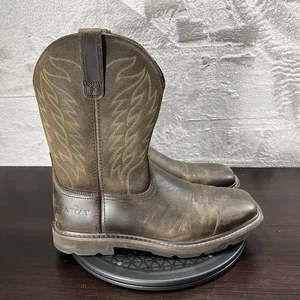 Ariat Herren Größe 10,5 EE Weite Groundbreaker Braun Leder Arbeitsstiefel Cowboy EUC - Bild 1 von 11
