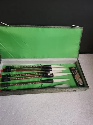 Vintage Chinese Calligraphy Set Box Brushes extra tips Asian Japanese Paint Art - Image 1 of 4