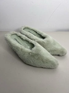NWOB Jeffrey Campbell Faux Fur Slip On Mules Green Mint Women’s Size 7.5 - Picture 1 of 11