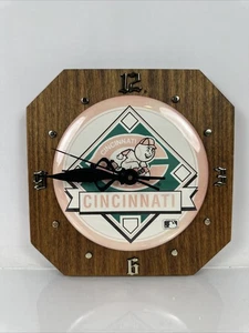 Vintage MCM Cincinnati Reds MLB Wall Clock Decorative/Collectible 8” x 8” - Picture 1 of 7