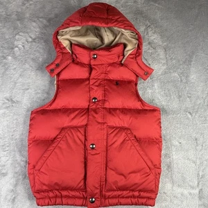 Polo Ralph Lauren Chaleco Puffer Niños 4T Rojo Con Capucha Acolchado Invierno Chaqueta Abrigo - Imagen 1 de 14