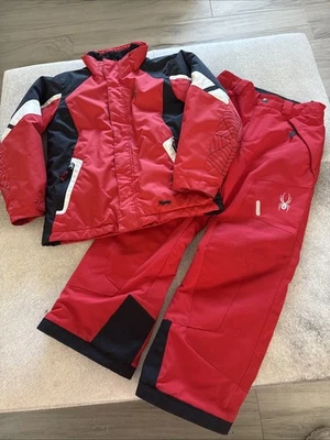 Rojo Araña Negro Niños Niñas Invierno Nieve Suite Esquí Chaqueta Pantalones Conjunto Babero Talla 10 Foto 1 de 4