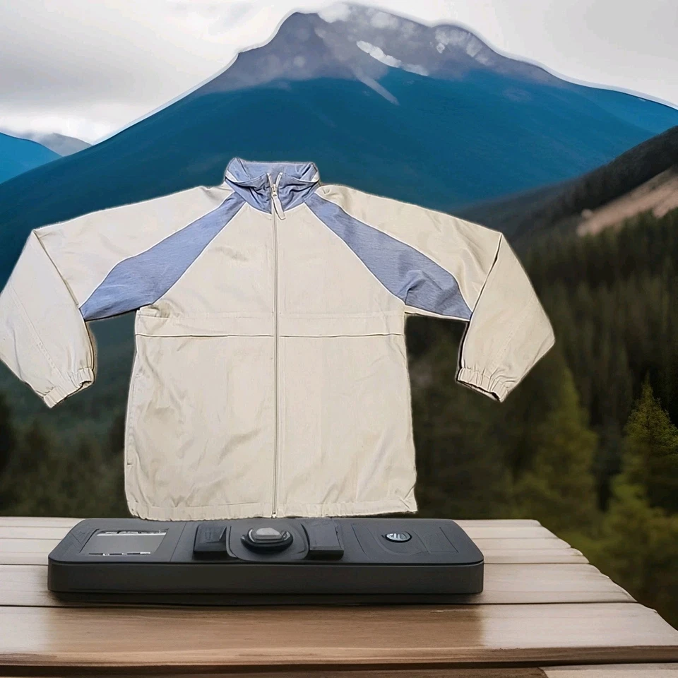 Chaqueta cortavientos vintage Irvine Park beige cremallera completa para hombre pequeña regular Foto 1 de 4