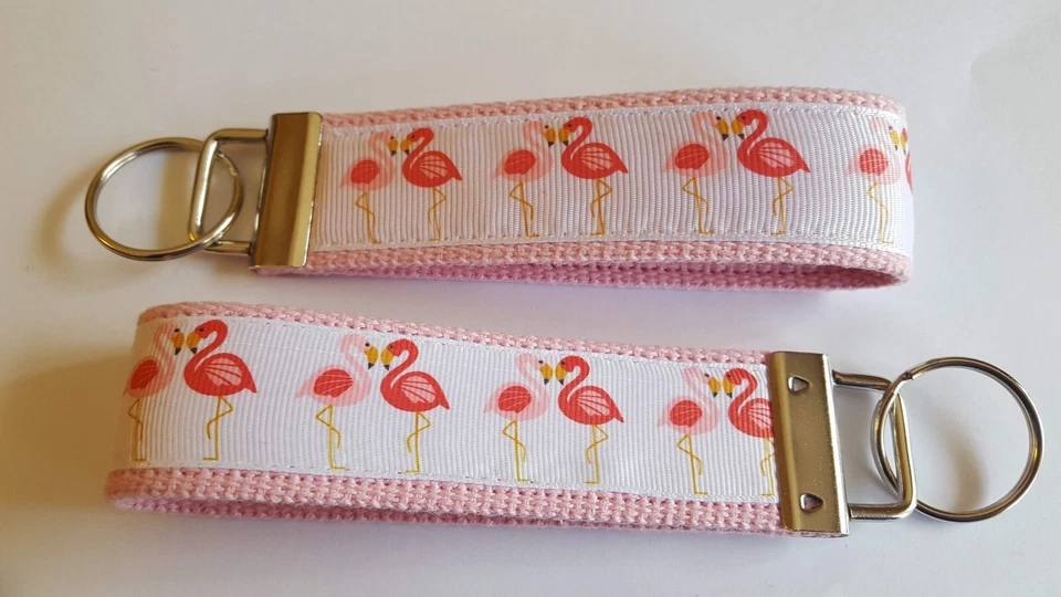 Pink Flamingo 6" Key chain Key Fob Key Ring Wrist Strap Gift Animals Zoo Pink - Image 1 of 1