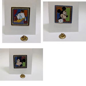 Vintage Disney Character "Stamp" Enamel Lapel Pin Set - Mickey, Minnie, Donald D - Picture 1 of 5