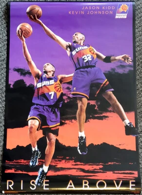 Phoenix Suns RISE ABOVE Jason Kidd & Kevin Johnson 1997 Costacos 23x35 POSTER - Image 1 of 2