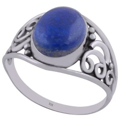 Lapislazzuli 925 Anello Argento Sterling Appariscente Per Donna Naturale Gemma - Immagine 1 di 4