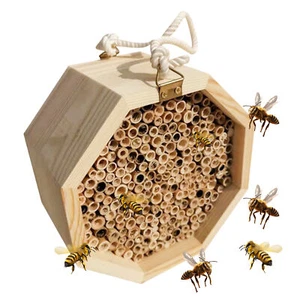 Natural Bee House, Hanging Hive Hotel Habitat For Garden Pollinating Palace Hous - Picture 1 of 7