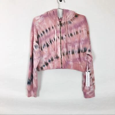 YOUNG FABULOUS & BROKE Tie Dye Cropped Hoodie Sweatshirt Small Pink Athleisure - Image 1 of 4