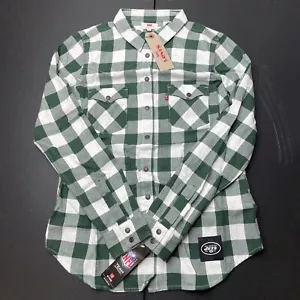 Levis Mujer Grande NFL New York Jets Western Chambray Frente a Presión Verde Cuadros - Imagen 1 de 4