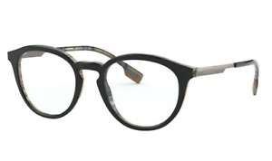 New BURBERRY Eyeglasses B 2321 3838 51-20 Black &Silver Frames with Plaid Design
