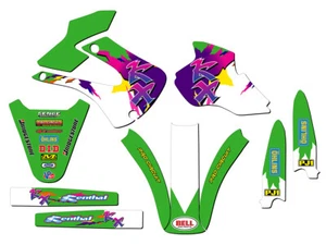 1998-2000 KX 100 THROWBACK Green Senge Graphics Kit Compatible with Kawasaki - Foto 1 di 10