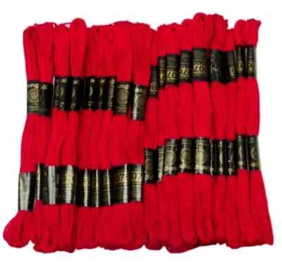 Rangoli Threads Cross Stitch Stranded Cotton Threads Floss Hand Embroidery Red - Image 1 of 3