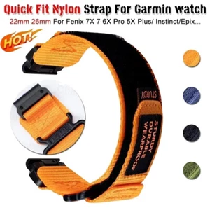 22 26mm Nylon Strap For Garmin Fenix 8 7X 6X Pro 5XPlus Quick Release Woven Band - Photo 1 sur 16