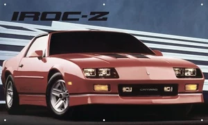 80's Camaro IROC-Z  3'X5' VINYL BANNER MAN CAVE 80's AMERICAN MUSCLE V8 PINK Z28 - Picture 1 of 1