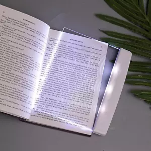 Flat Book Light for Reading in Bed at Night Clear LED Book Full Page Light Illum - Picture 1 of 12
