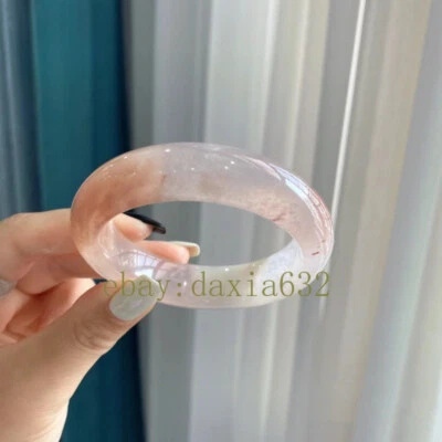 Golden Jade Bracelet Natural Flat Ice Seed Floating Flower Floating Pink Violet - Image 1 of 4