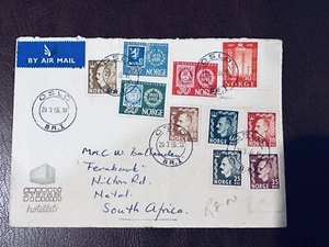 NORWAY 1955 BEAUTIFUL COVER TO SOUTH AFRICA OSLO POSTMARK WITH LETTER! - Picture 1 of 5