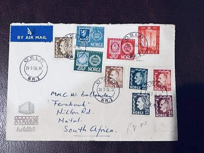 NORUEGA 1955 HERMOSA PORTADA A SUDAFRICA OSLO MATASELLOS CON CARTA! Foto 1 de 4