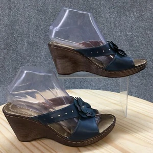 Patrizia by Spring Step Sandals Womens 40 Flora Wedge Slides Blue Leather Casual - Picture 1 of 19