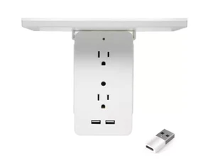 Sharper Image 6-Outlet Cordless Wall Extender with 2USB Ports and 1-USBC Adapter - Picture 1 of 5