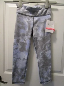 ATHLETA GIRL CHIT CHAT TEXTURED BLUE/GRAY TIE DYE CAPRI LEGGINGS SIZE LARGE/12 - Picture 1 of 3