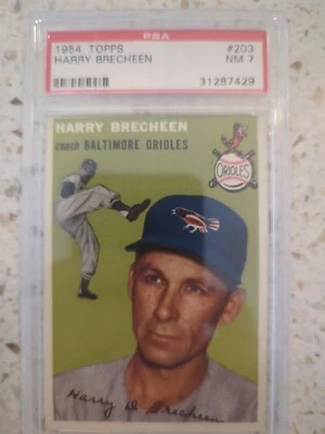 1954 Topps SETBREAK #203 Harry Brecheen Baltimore Orioles PSA 7 NM - Image 1 of 2