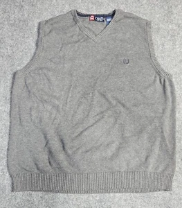 Chaps Sweater Vest Mens L GrayKnit Stretch Pullover Preppy Casual Basic - Picture 1 of 7