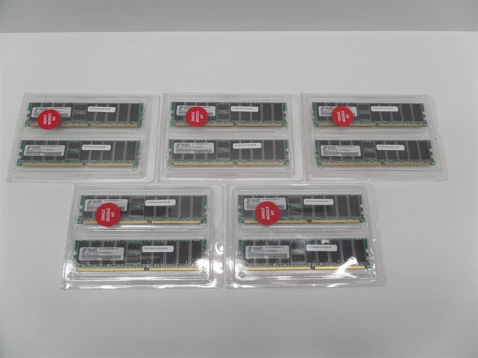 Lot of 10 - Smart Modular SX12872RDDR308BTIB 1GB PC2100 DDR-266 Server Memory - Image 1 of 4