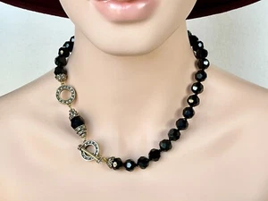 Let Me Count the Ways Beautiful HEIDI DAUS Black & Clear Crystal Necklace - Picture 1 of 11