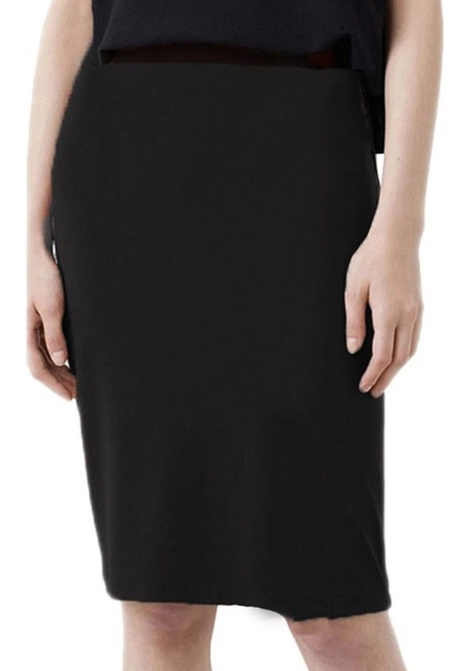 Black Stretch Knee Length Pull On Skirt Casual Work Elastic Waist New Ladies - Image 1 of 3