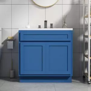 Vanity Art Cabinet 36" W x 21" D x 32.5" H 2-Doors W/Out Top Blue - Picture 1 of 8