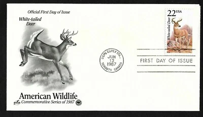 #2317 22c North American Wildlife -White-tailed Deer - ArtCraft/PCS FDC - Image 1 of 2