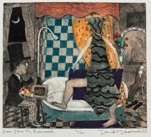 BON JOUR M. BONNARD original intaglio David Driesbach printmaking 2003 etching - Picture 1 of 2