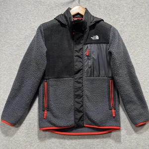 The North Face Forrest Mixed Media Boys L 14/16 Snap Fleece Jacket Gray Black - Picture 1 of 13