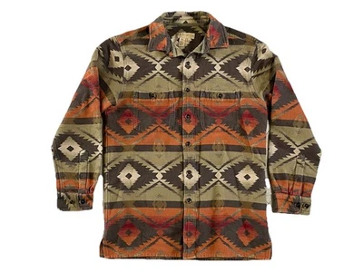 The Territory Ahead Green, Orange & Red Aztec Blanket Over Shirt M RRL Style - Image 1 of 4