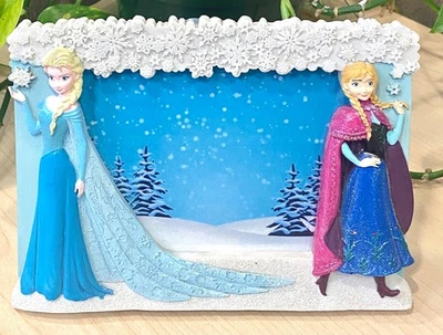 Marco de fotos Disney Frozen Anna y Elsa copos de nieve brillantes resina 4x6 Foto 1 de 4